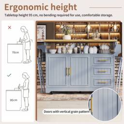 BTM Kitchen Island, Movable Table, Rolling Buffet, Storage in Light Blue - thumbnail 8