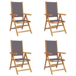 Berkfield Home Reclining Garden Chairs 4 pcs Anthracite Fabric & Solid Wood