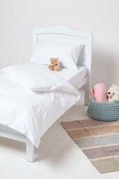 Homescapes Cotton Cot Bed Duvet Cover Set 200 Thread Count in White - thumbnail 2