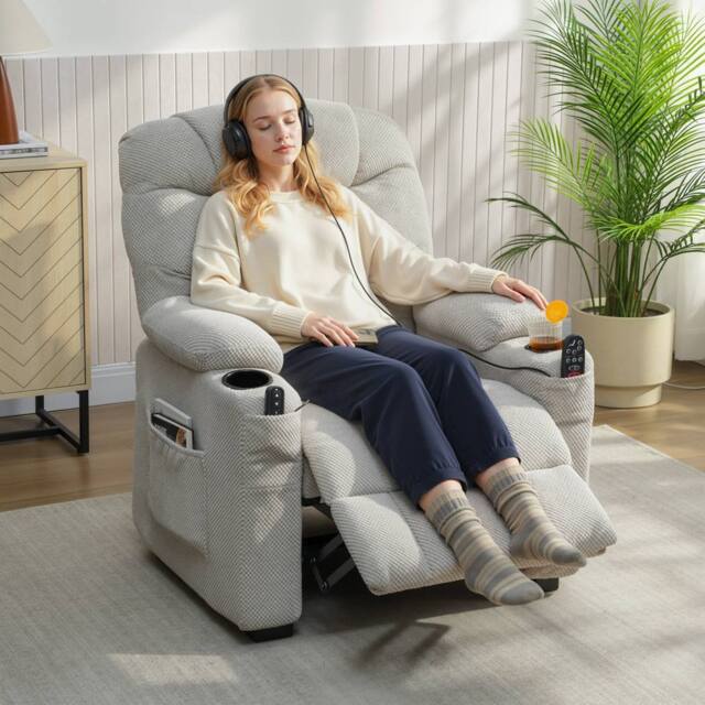 HOMCOM Electric Massage Recliner Armchair with Heat, Reclining Chair in Grey - image 1