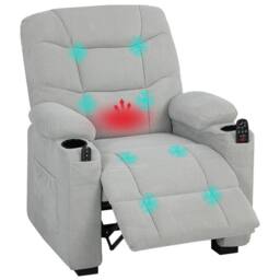 HOMCOM Electric Massage Recliner Armchair with Heat, Reclining Chair in Grey - thumbnail 2