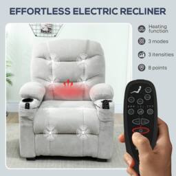 HOMCOM Electric Massage Recliner Armchair with Heat, Reclining Chair in Grey - thumbnail 4