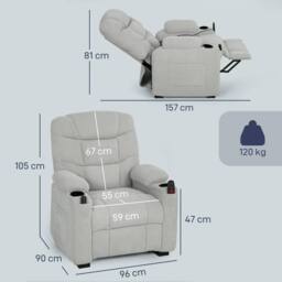 HOMCOM Electric Massage Recliner Armchair with Heat, Reclining Chair in Grey - thumbnail 3