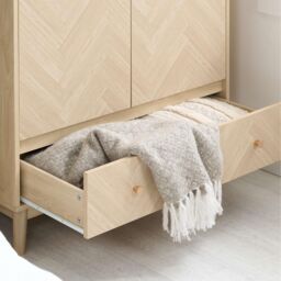 Birlea 2 Door 1 Drawer Oak Brown Wooden Wardrobe Herringford in Light Oak - thumbnail 4