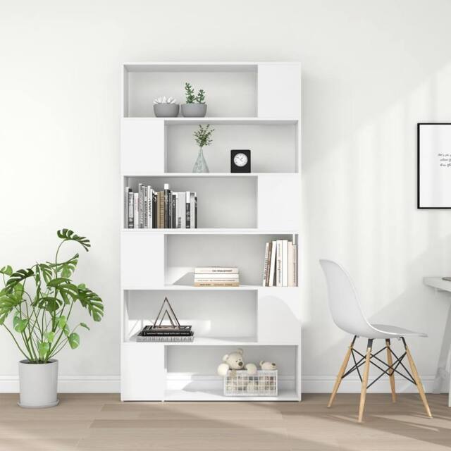 Berkfield Home Classic Book Cabinet Room Divider White 100x24x188 cm - Size: 100 x 24 x 188 cm - image 1