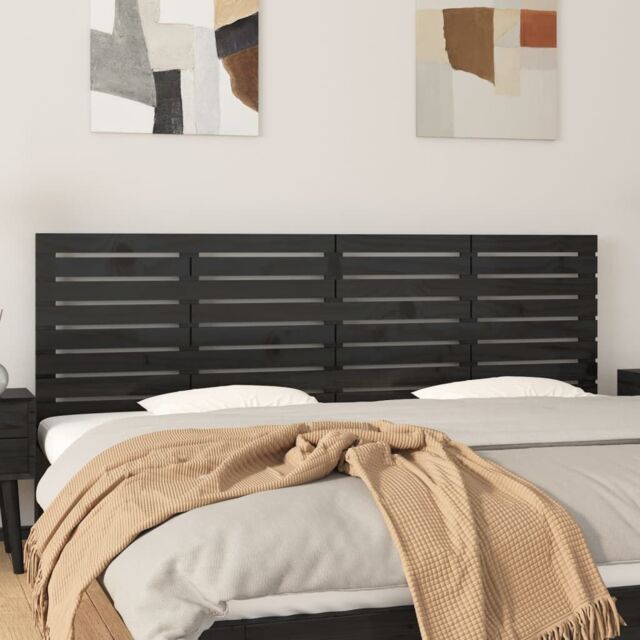 Berkfield Home Wall Headboard Black 166x3x63 cm Solid Wood Pine - Size: 166 x 3 x 63 cm - image 1