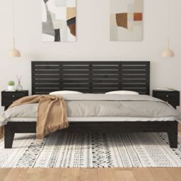 Berkfield Home Wall Headboard Black 166x3x63 cm Solid Wood Pine - Size: 166 x 3 x 63 cm - thumbnail 3
