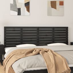 Berkfield Home Wall Headboard Black 166x3x63 cm Solid Wood Pine - Size: 166 x 3 x 63 cm - thumbnail 1