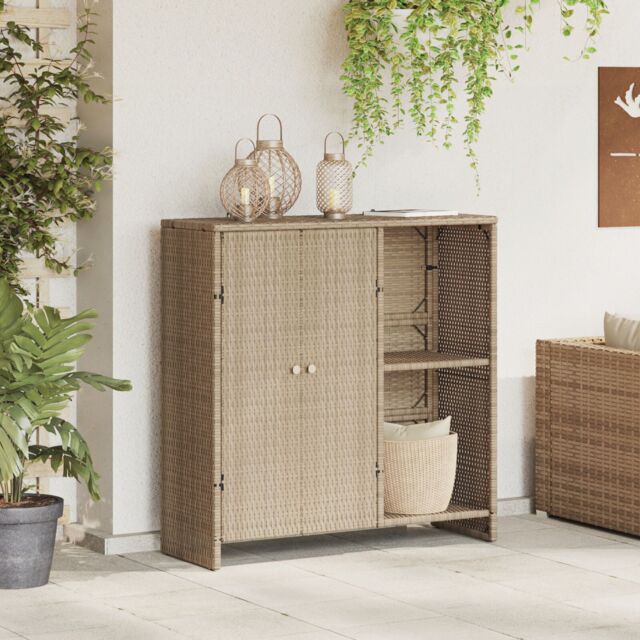 Berkfield Home Storage Cabinet Beige 100x36x102 cm Rattan - Size: 100 x 36 x 102 cm - image 1