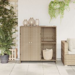 Berkfield Home Storage Cabinet Beige 100x36x102 cm Rattan - Size: 100 x 36 x 102 cm - thumbnail 3