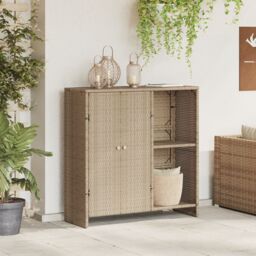 Berkfield Home Storage Cabinet Beige 100x36x102 cm Rattan - Size: 100 x 36 x 102 cm