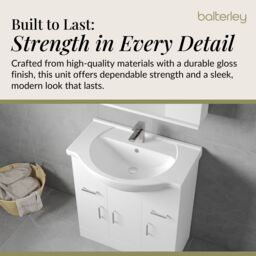 Balterley 3 Door 2 Drawer Bathroom Vanity Basin Unit Gloss White 750mm - thumbnail 6