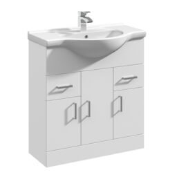Balterley 3 Door 2 Drawer Bathroom Vanity Basin Unit Gloss White 750mm