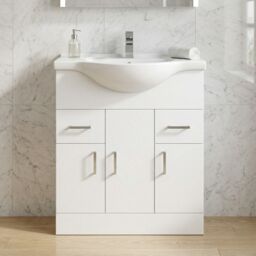 Balterley 3 Door 2 Drawer Bathroom Vanity Basin Unit Gloss White 750mm - thumbnail 9