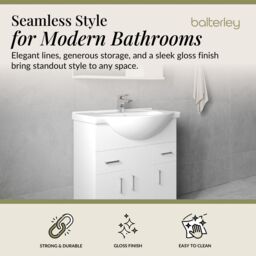 Balterley 3 Door 2 Drawer Bathroom Vanity Basin Unit Gloss White 750mm - thumbnail 3