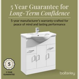 Balterley 3 Door 2 Drawer Bathroom Vanity Basin Unit Gloss White 750mm - thumbnail 4
