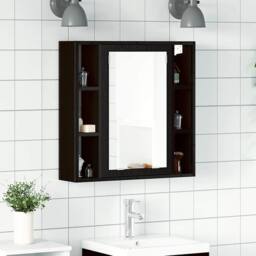 Berkfield Home Sturdy Bathroom Mirror Cabinet Black Oak 60x16x60 cm Engineered Wood - Size: 60 x 16 x 60 cm - thumbnail 2