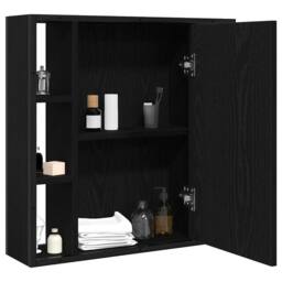 Berkfield Home Sturdy Bathroom Mirror Cabinet Black Oak 60x16x60 cm Engineered Wood - Size: 60 x 16 x 60 cm