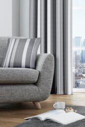 Fusion 'Whitworth Stripe' Modern Striped Filled Cushion 100% Cotton in Grey - Size: 43 cm x 43 cm - thumbnail 3