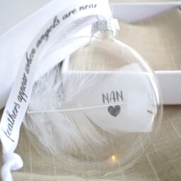 Amaya Rose Ltd In Memory of Nan Feather Round Bauble Gift Boxed. Memorial in Clear - thumbnail 4