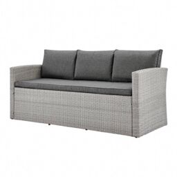 Home Detail Rattan 5 Piece Garden Furniture Dining Set 3 Seat Sofa 2 Single Chairs & Bench in Grey - thumbnail 4