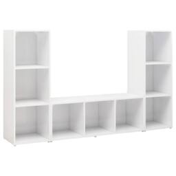 Berkfield Home TV Cabinets 3 pcs White 107x35x37 cm Engineered Wood - Size: 107 x 35 x 37 cm