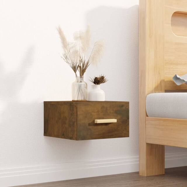Berkfield Home Stunning Wall-mounted Bedside Cabinets 2 pcs Smoked Oak 35x35x20 cm in Brown - Size: 35 x 35 x 20 cm - image 1