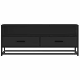 Berkfield Home TV Cabinet Black 100x34.5x40 cm Engineered Wood & Metal - thumbnail 4