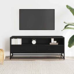 Berkfield Home TV Cabinet Black 100x34.5x40 cm Engineered Wood & Metal - thumbnail 3