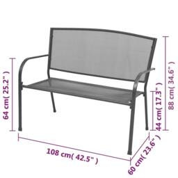 Berkfield Home Elegant Garden Bench 108 cm Steel & Mesh Anthracite in Black - thumbnail 6