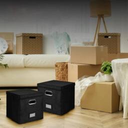 EONLION Black Vinyl Record Storage Box W Lids - Size: 500mm - thumbnail 1