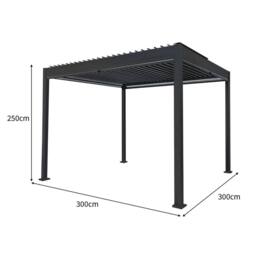 Monstershop Anthracite Aluminium Pergola With White Blinds - 3m x 3m in Grey - thumbnail 5