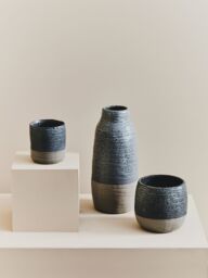 Orsina Handcrafted Large Vase, Glazed Finish Flower Vase, Versatile Stoneware, Portable Large Pottery Vase in Dark Grey - thumbnail 5