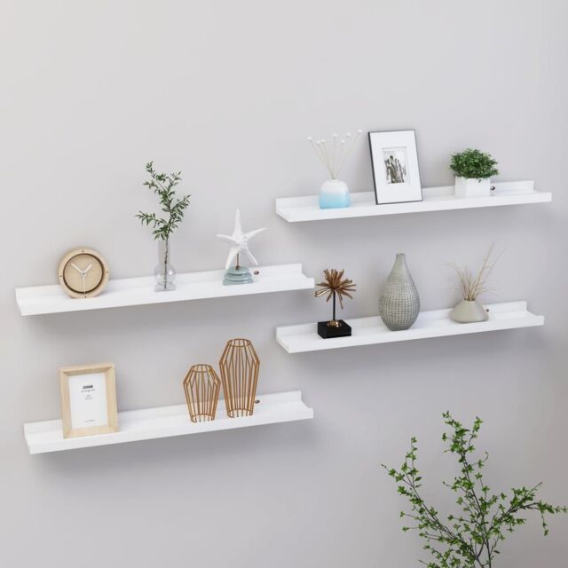 Berkfield Home Wall Shelves 4 pcs White 60x9x3 cm - Size: 60 x 9 x 3 cm - image 1
