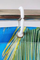 Neel Blue Beach Themed Shower Curtain with Hooks, Water Resistant Bathroom Curtains - Size: 180 cm width x 200 cm drop - thumbnail 2