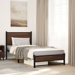 Berkfield Home Metal Bed Frame without Mattress Brown Oak 80x200 cm - thumbnail 2