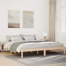 Berkfield Home Extra Long Bed Frame without Mattress 180x210 cm Solid Wood Pine in Brown - thumbnail 1