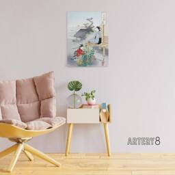 "Artery8 Caring For The Chrysanthemums Canvas Wall Art Print Ogata Gekko in Green - Size: W18"" x H24""" - thumbnail 3