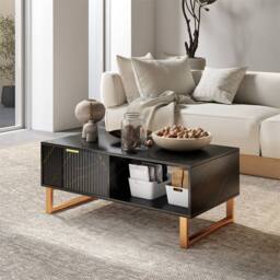 Kelvenix Marble-Effect Coffee Table black - Size: 0.6m2 - thumbnail 5