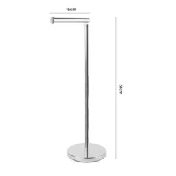 OHS 2-in-1 Freestanding Toilet Roll Holder Bathroom Paper Organiser in Silver - thumbnail 3