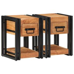Berkfield Home Nightstands 2 pcs 30x30x40 cm Solid Wood Acacia in Brown - Size: 30 x 30 x 40 cm - thumbnail 5