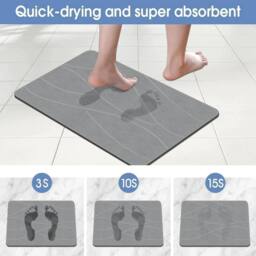 Kelvenix Stone Bath Mat Diatomite Fast Drying Quick in Grey - thumbnail 5