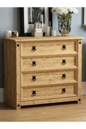 Home Discount Vida Designs Corona Rustic 4 Drawer Chest Storage Bedroom Furniture in Brown