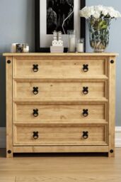 Home Discount Vida Designs Corona Rustic 4 Drawer Chest Storage Bedroom Furniture in Brown - thumbnail 3