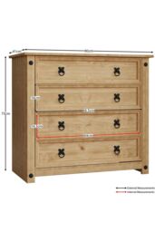 Home Discount Vida Designs Corona Rustic 4 Drawer Chest Storage Bedroom Furniture in Brown - thumbnail 2