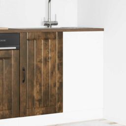 Berkfield Home Sink Base Cabinet Lucca Smoked Oak Engineered Wood in Brown - thumbnail 4