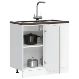 Berkfield Home Sink Base Cabinet Lucca Smoked Oak Engineered Wood in Brown - thumbnail 3
