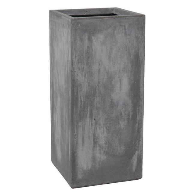 Primrose 80cm Terracotta Fibre Cement Finish Tall Cube Planter in Grey - image 1