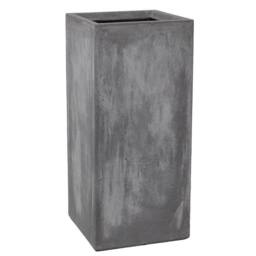 Primrose 80cm Terracotta Fibre Cement Finish Tall Cube Planter in Grey - thumbnail 1