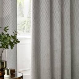 Paoletti Neptune Fully Lined Velvet Eyelet Curtain Pair in Silver - Size: 229 cm width x 229 cm drop - thumbnail 5